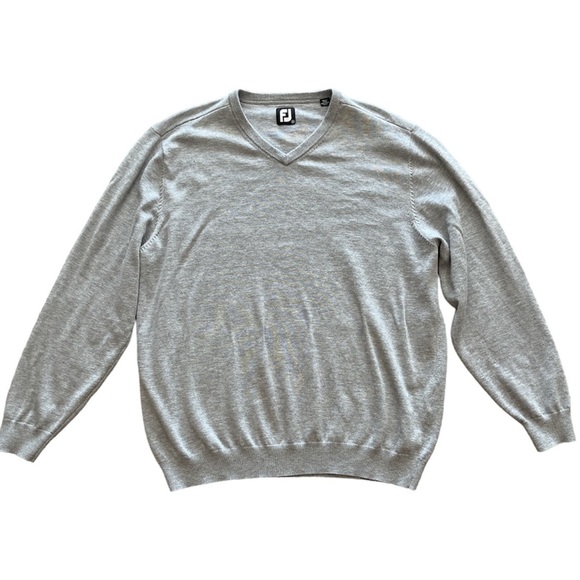 Footjoy Gray Wool Blend Golf V-Neck Sweater Men’s XL - Picture 8 of 8